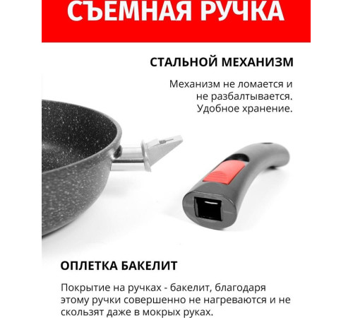 НЕВА МЕТАЛЛ ПОСУДА L18028i а/пр литая 28см съемн/руч индукция Гранит 550000526