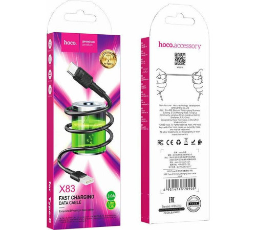 HOCO (6931474770905) X83 Type-C (m) 1.0m - черный