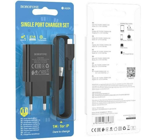 BOROFONE (6974443385663) BA68A Glacier 1USB черный
