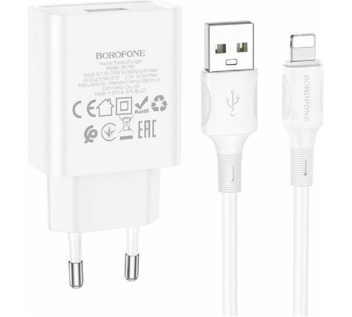 СЗУ BOROFONE (6974443388640) BA74A Aspirer 1USB белый
