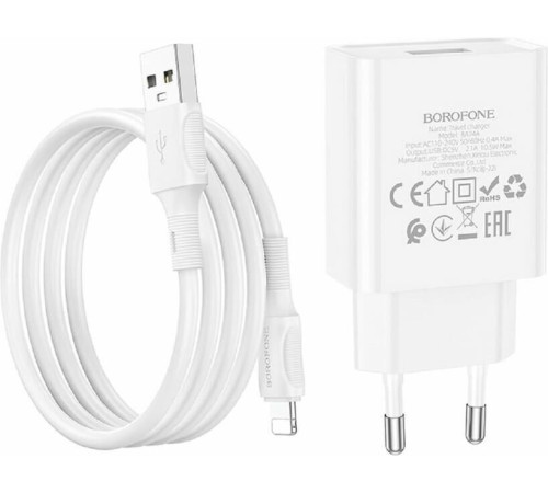 СЗУ BOROFONE (6974443388640) BA74A Aspirer 1USB белый