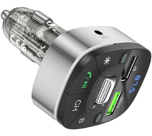 HOCO (6931474789075) E71 Crystal transparent discovery edition QC3.0 car BT FM черный