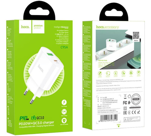 HOCO (6931474757319) СЗУ HOCO C95A Lineal PD 20W+QC3.0 (белый)