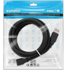 EXPLOYD EX-K-1481 удлинитель USB/USB-A/2.0/чёрный/3M