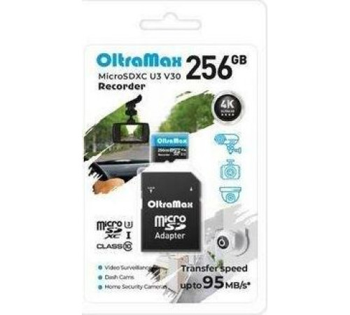 OLTRAMAX MicroSDXC 256GB Class 10 (U3) V30 Recorder + адаптер (SD 95 MB/s) [OM256GCSDXC10-U3-V30}
