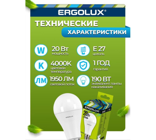 ERGOLUX (13183) LED-A65-20W-E27-4K