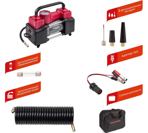 AUTOVIRAZH (AV-010888) двухцилиндровый 85 л/мин с манометром