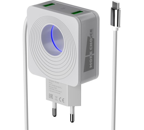 MORE CHOICE (4627151195285) NC52QCm 1USB 3.0A QC3.0 для micro USB быстрая зарядка White