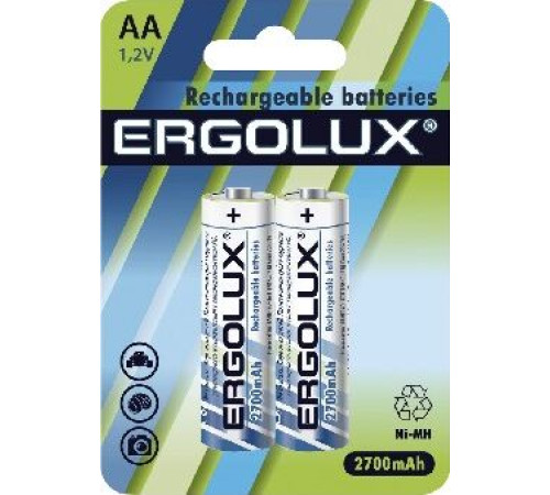 ERGOLUX (12445) AA-2700MAH NI-MH BL-2 (NHAA2700BL2, аккумулятор,1.2В)