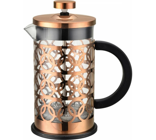 MALLONY Чайник/кофейник (кофе-пресс), BRONZO, объем: 600 мл, из боросил стекла, корпус из нерж стали (медный) (950154)