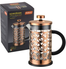 MALLONY Чайник/кофейник (кофе-пресс), BRONZO, объем: 600 мл, из боросил стекла, корпус из нерж стали (медный) (950154)