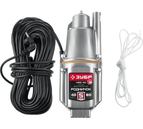 ЗУБР НВВ-40 Вибрационный насос с верхним забором воды Родничок-В, 40 м провод (БВ-0,12)