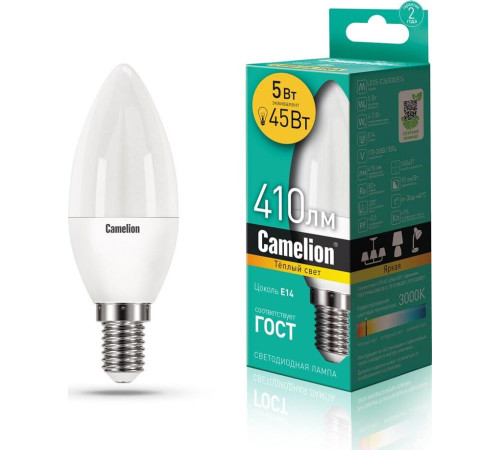 CAMELION (12031) LED5-C35/830/E14/5Вт/3000K