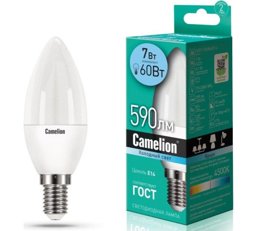 CAMELION (12074) LED7-C35/845/E14/7Вт/4500K