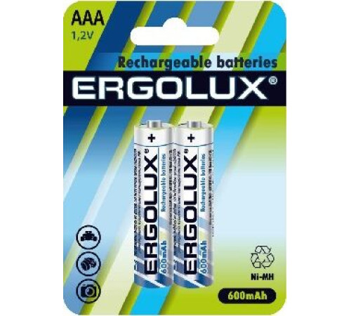 ERGOLUX (12977) AAA-600MAH NI-MH BL-2 (NHAAA600BL2, аккумулятор,1.2В)