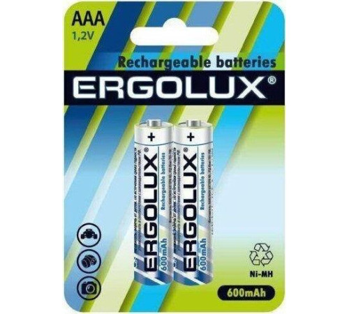ERGOLUX (12977) AAA-600MAH NI-MH BL-2 (NHAAA600BL2, аккумулятор,1.2В)