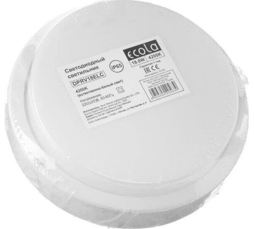 СВЕТИЛЬНИКИ НАКЛАДНЫЕ ECOLA DPRV18ELC 18W/4200K матовый белый