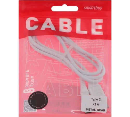 SMARTBUY (iK-3112ERG white) TYPE C кабель в рез.оплет. GEAR, 1м. мет.након.,<2А, бел.