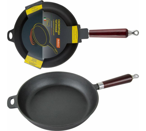 MALLONY Сковорода чугунная с деревянной ручкой CIF22-W, диаметр — 22 см (983002)