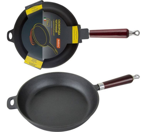 MALLONY Сковорода чугунная с деревянной ручкой CIF22-W, диаметр — 22 см (983002)