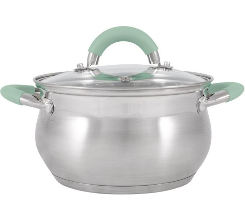 MALLONY Кастрюля MENTOLO, 2,6 л, из нержавеющей стали с крышкой, ручки с силиконом (103576)
