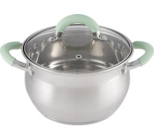 MALLONY Кастрюля MENTOLO, 2,6 л, из нержавеющей стали с крышкой, ручки с силиконом (103576)