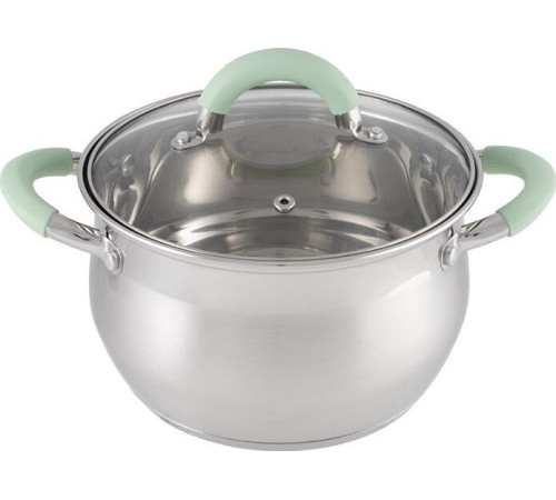 MALLONY Кастрюля MENTOLO, 2,6 л, из нержавеющей стали с крышкой, ручки с силиконом (103576)
