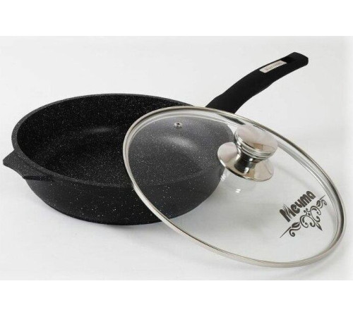 МЕЧТА С30802 Гранит black 30см несъемная ручка стеклянная крышка