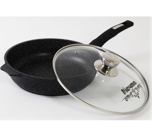 МЕЧТА С30802 Гранит black 30см несъемная ручка стеклянная крышка