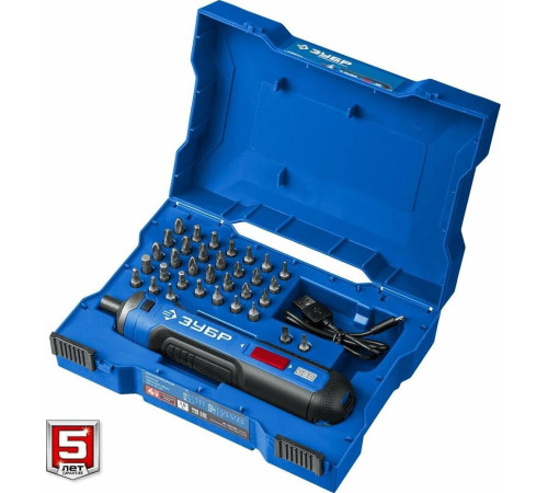 ЗУБР PSD-4S 3,6В, в кейсе с набором 33 бит