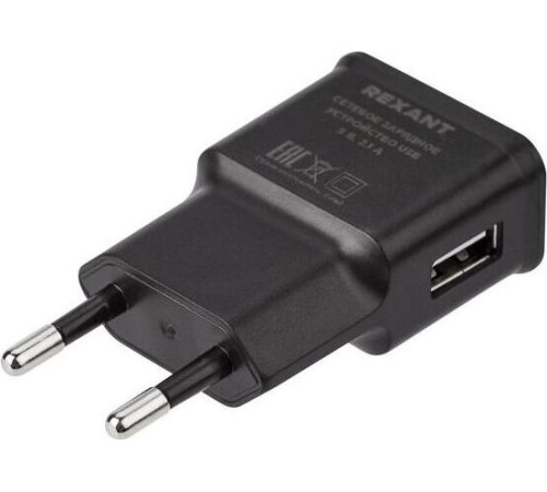 REXANT (16-0274) Сетевое зарядное устройство REXANT USB, 5V, 2.1 A, черное