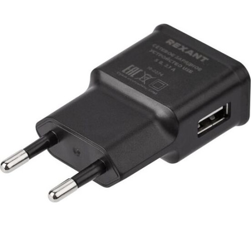REXANT (16-0274) Сетевое зарядное устройство REXANT USB, 5V, 2.1 A, черное