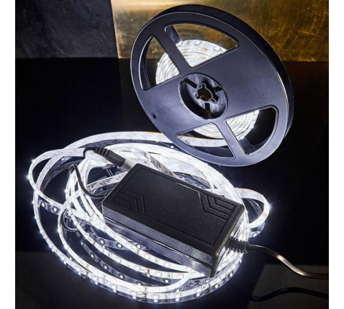 Лента светодиодная LAMPER (142-401) Комплект светодиодной ленты 5 м с блоком питания IP65, холодное белое свечение 6500 К LAMPER