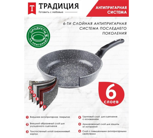 ТРАДИЦИЯ ТМ2221И а/пр литая 22см Мрамор индукция