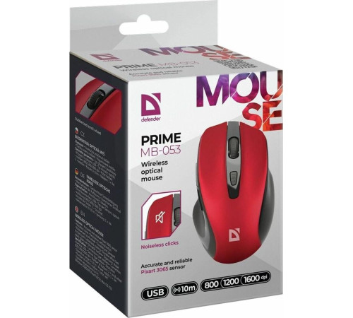 мышь DEFENDER (52052) Prime MB-053 красный