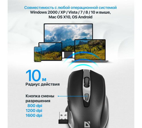 мышь DEFENDER (52053) Prime MB-053 черный