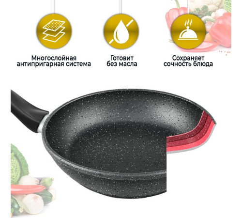 НЕВА МЕТАЛЛ ПОСУДА GL2118Y а/пр литая 18см Готовить легко stone