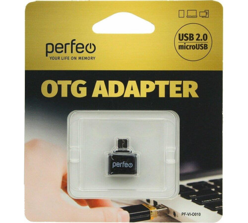 PERFEO (PF_B4995) adapter USB на micro USB c OTG (PF-VI-O010 Black) чёрный