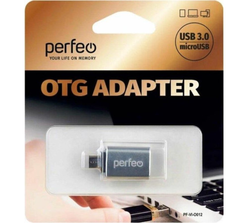 PERFEO (PF_C3002) USB на micro USB c OTG, 3.0 (PF-VI-O012 Silver) серебряный