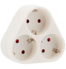 REXANT (11-1069) Тройник электрический пирамида 16 А с заземлением белый