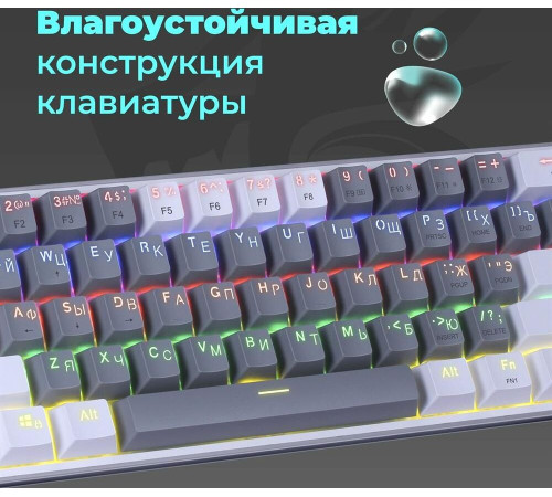 REDRAGON (70675) Fizz Радужн,61 клав,тих,серо-бел.