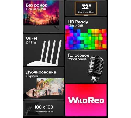 SOUNDMAX SM-LED32M09S HD SMART TV Безрамочный