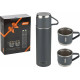 MALLONY Набор: термос + ТЕРМОкружки FESTA, 0,5 л (3 кружки), серый (106052)