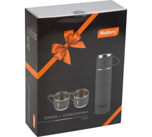MALLONY Набор: термос + ТЕРМОкружки FESTA, 0,5 л (3 кружки), серый (106052)