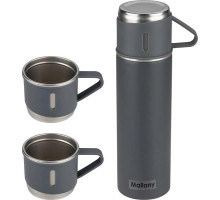 MALLONY Набор: термос + ТЕРМОкружки FESTA, 0,5 л (3 кружки), серый (106052)