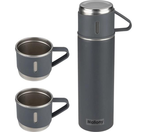 MALLONY Набор: термос + ТЕРМОкружки FESTA, 0,5 л (3 кружки), серый (106052)