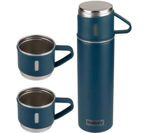 MALLONY Набор: термос + ТЕРМОкружки FESTA, 0,5 л (3 кружки), синий (106055)