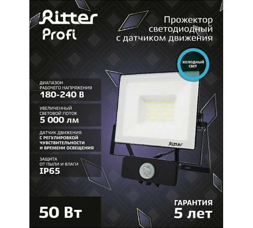 RITTER 53422 2 PROFI 50 Вт 6500К с датчиком движения черный