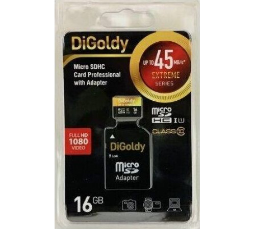DIGOLDY 16GB microSDHC Class 10 UHS-1 Extreme [DG016GCSDHC10UHS-1-ElU1 w]