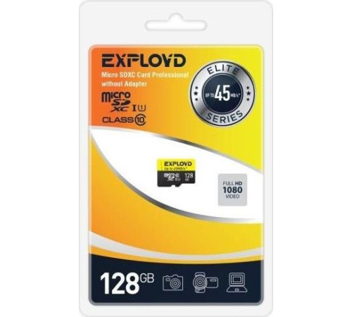 EXPLOYD 128GB microSDXC Class 10 UHS-1 Elite [EX128GCSDXC10UHS-1-ElU1 w]